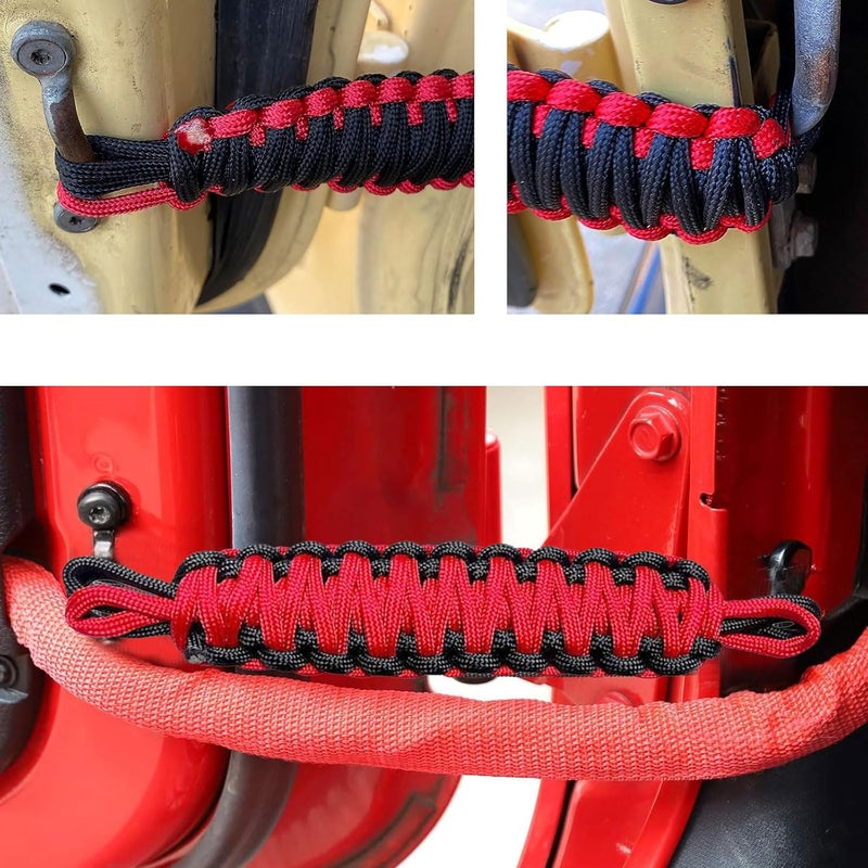 KIXILO Door Limiting Straps for 1987-2023 Wrangler CJ YJ TJ JK JL & Gladiator JT Truck Retractable High Toughness Swing Limiter Replacement Parts 2 Pack (Red and Black) - Image 3